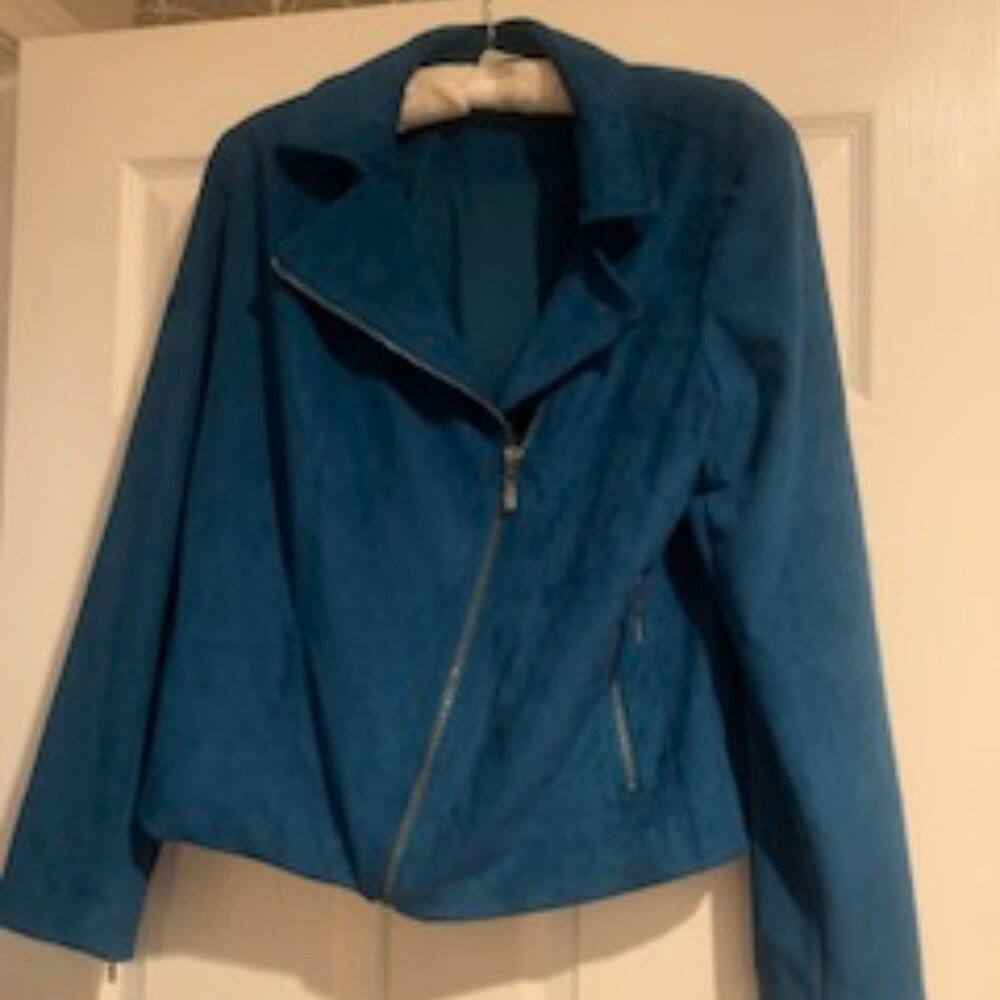 Teal Bolero Jacket with Zipper Detail